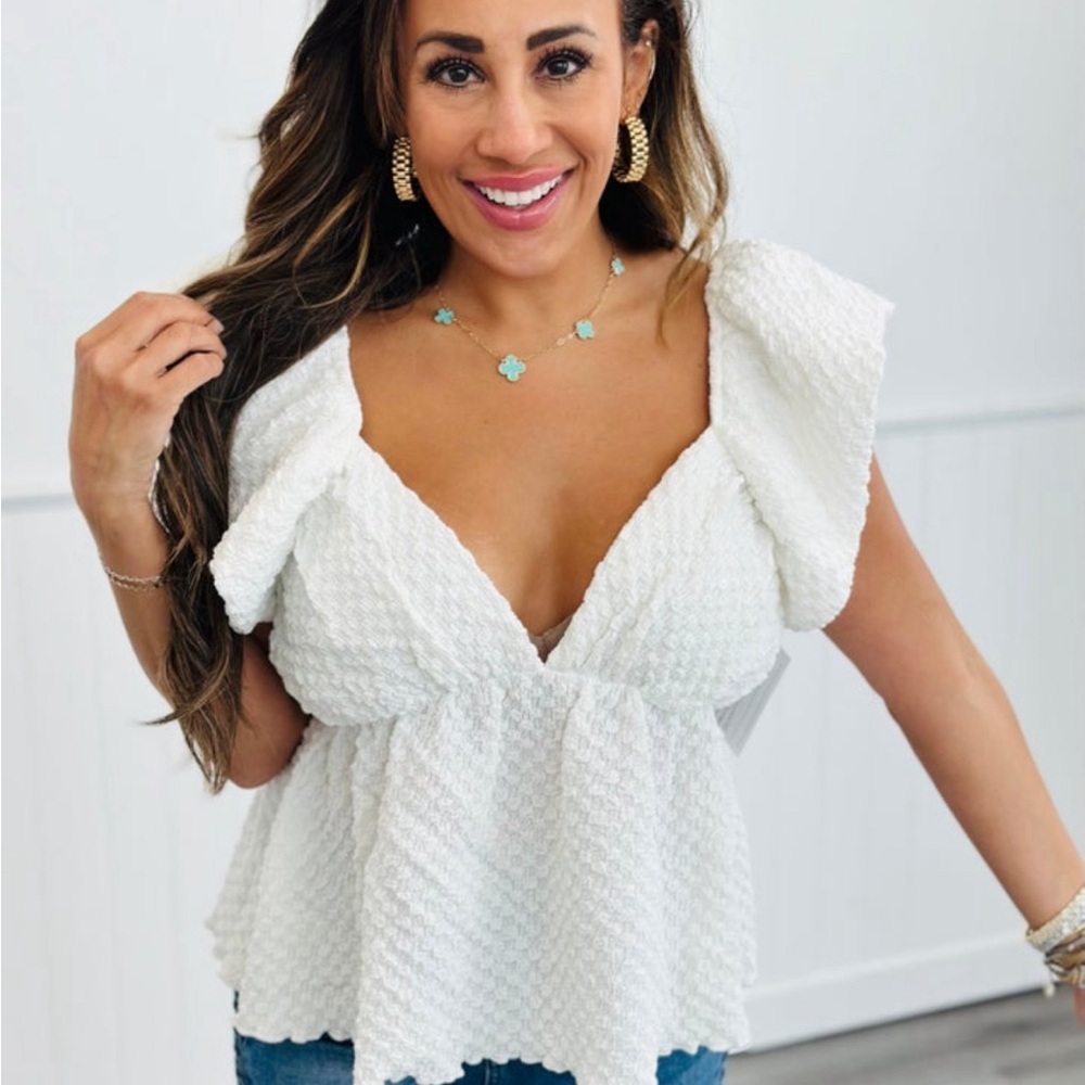 Crinkle bubble peplum top